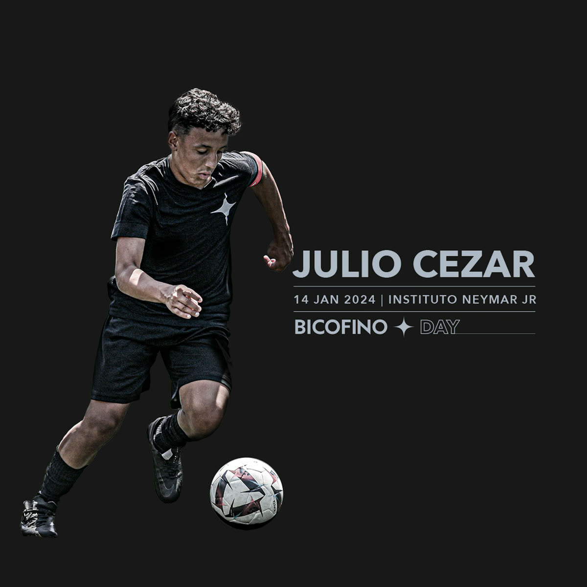 Bicofino Day card with the athlete Julio Cezar on the pitch, 14 January 2024