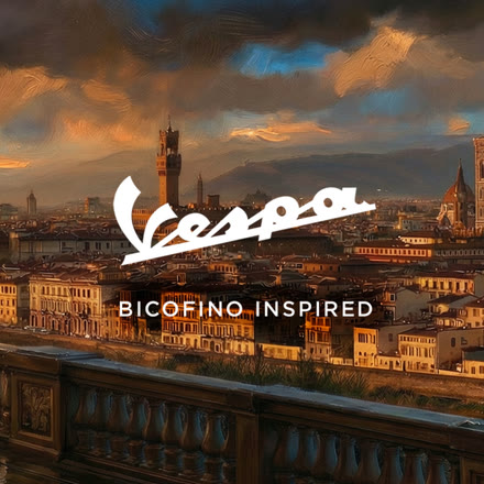 Selo Vespa Bicofino Inspired sobre Firenze ao entardecer
